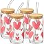 Glass Cups with Lids and Straws 4 pcs,16oz Drinking Glasses Set for Coffee Bar Accessories,Iced Coffee Cups with Lids,Matcha Cup Glass Tumbler Reusable for Gifts
